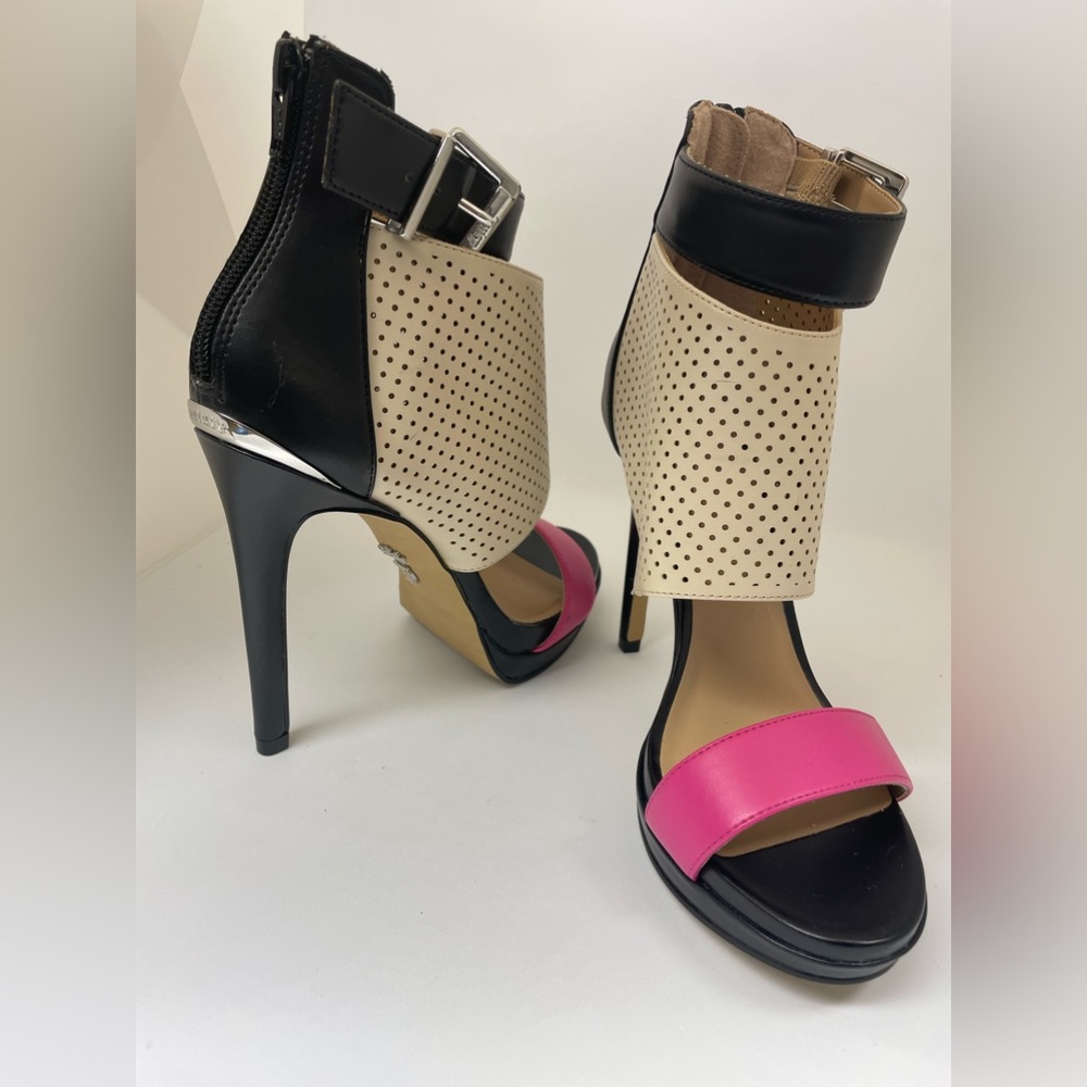 JUICY COUTURE Atarah Ice Perforated Straped Stiletto Platform Pumps